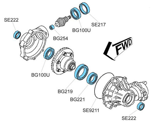 BK2010 Yamaha Front Differential Bearing and Seal Kit