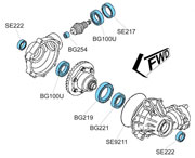 BK2010 Yamaha Front Differential Bearing and Seal Kit