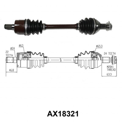 AX0111H Honda TRX420 Rancher Complete Rear Left Axle