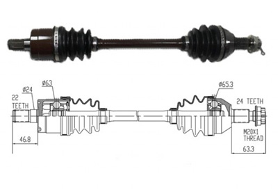 AX0112H Honda TRX420 Rancher Complete Rear Right Axle