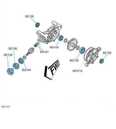 BK1424 Honda TRX420 Rear Dif Kit