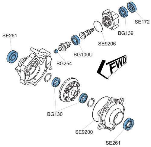 BK2012 Yamaha Front Differential Bearing and Seal Kit